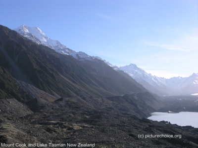Aroaki Mount Cook Neuseeland and Mount Tasman